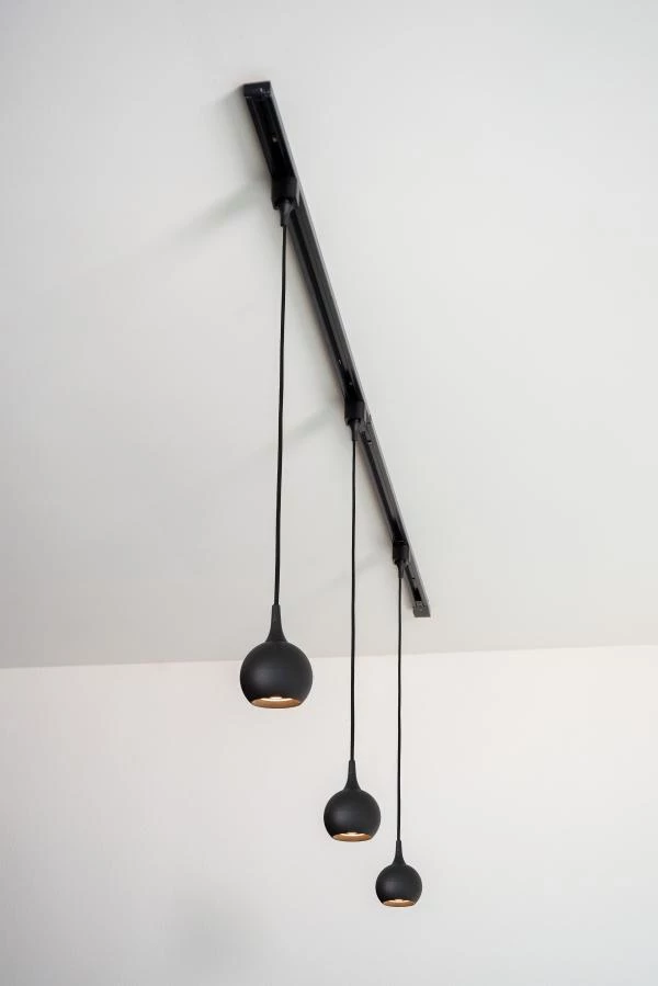 Lucide TRACK FAVORI Suspension - Système de rail monophasé / Éclairage sur rail - 1xGU10 - Noir (Extension) - ambiance 3